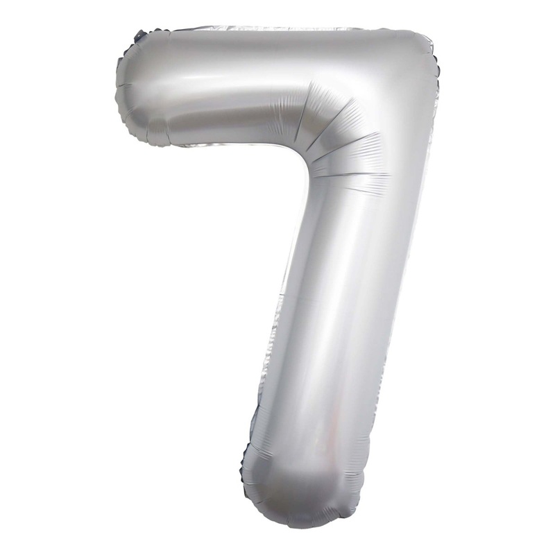 Frosty White Number 7 Foil Balloon, Matte Finish, 34 Inches, 1 Count