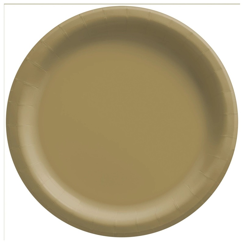 Gold Round Paper Plates, 7 Inches, 20 Count