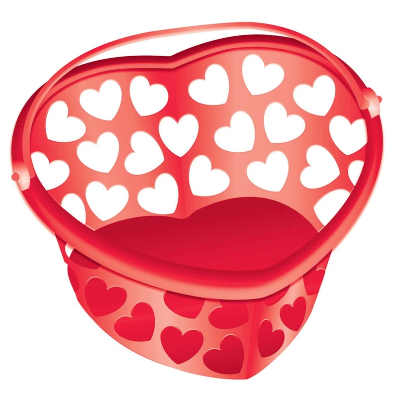 Heart Shaped Plastic Bucket, 7 x 8 Inches, 1 Count
