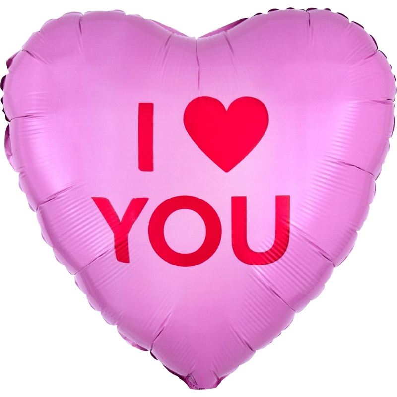 "I Heart You" Pink Heart Shape Foil Balloon, 18 Inches, 1 Count