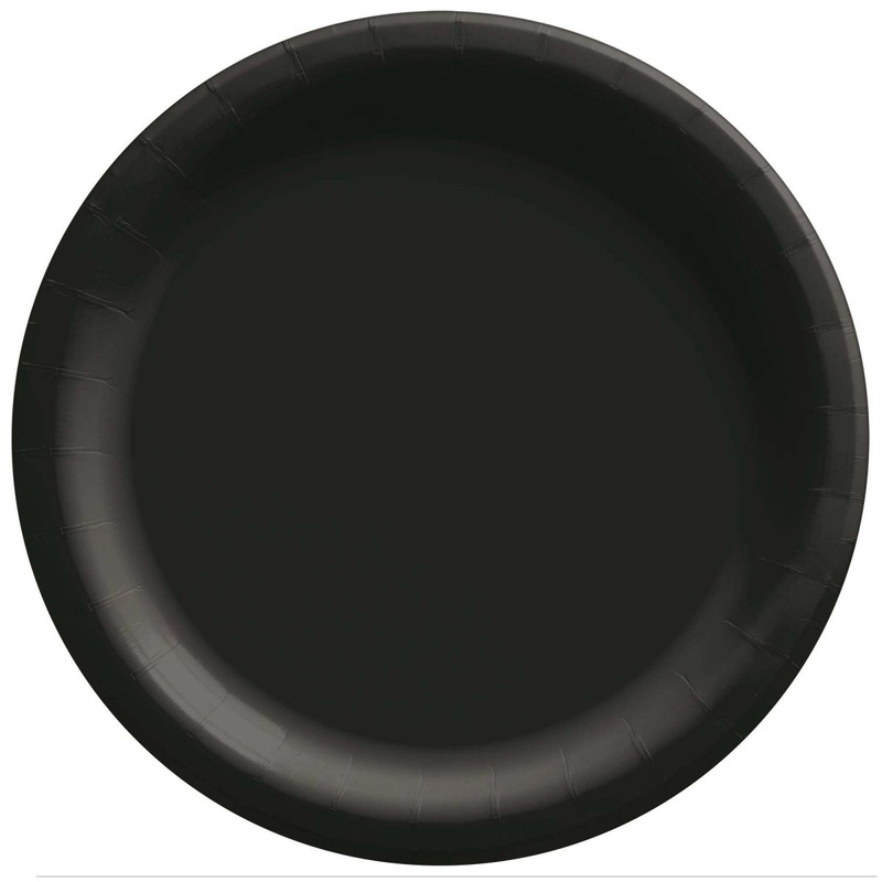 Jet Black Round Paper Plates, 7 Inches, 20 Count