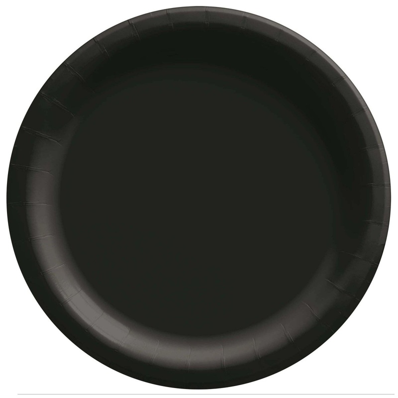 Jet Black Round Paper Plates, 9 Inches, 20 Count