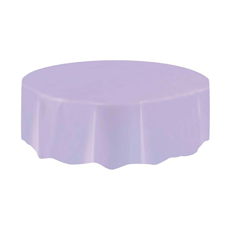 Lavender Round Plastic Tablecover, 84 Inches, 1 Count