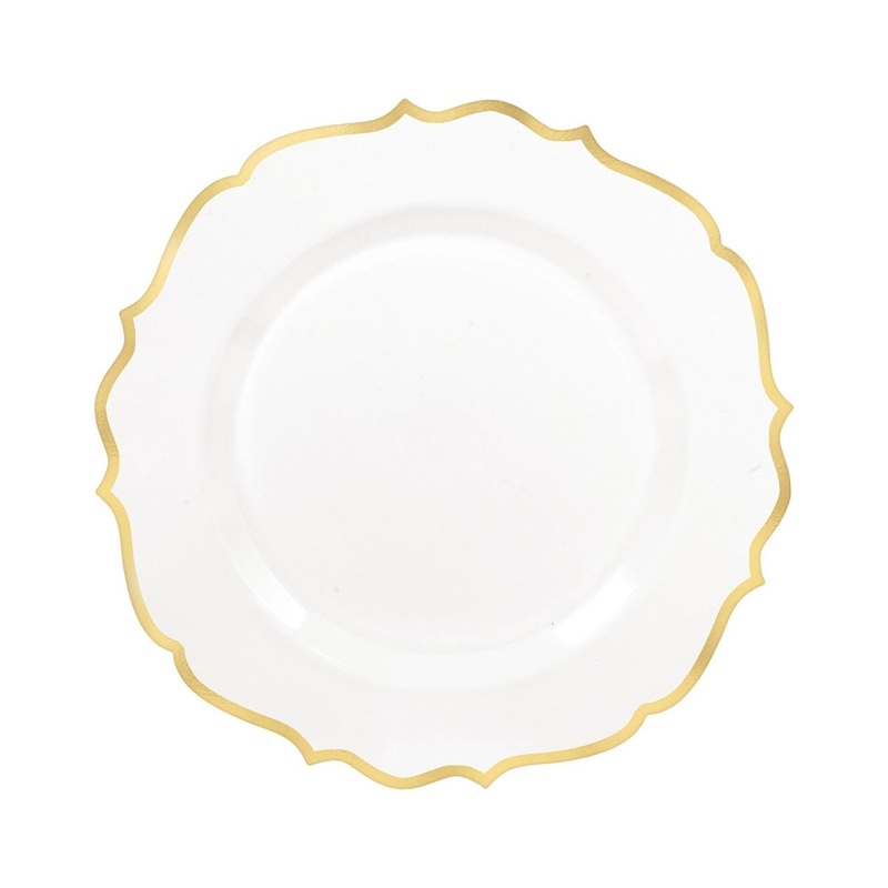 Premium Ornate Plastic Plate with Gold Trim, 10.5 Inches, 20 Count