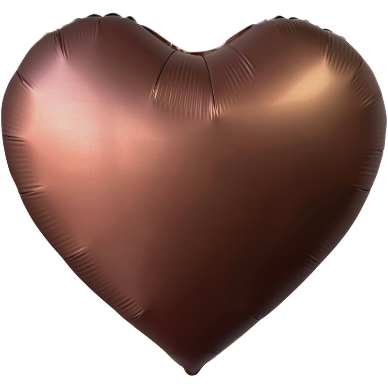 Satin Luxe Cacao Heart Shaped Foil Balloon, 18 Inches, 1 Count