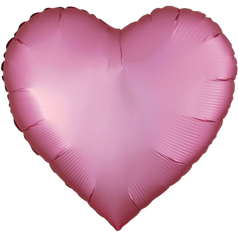 Satin Luxe Pink Petal Heart Shaped Foil Balloon, 18 Inches, 1 Count