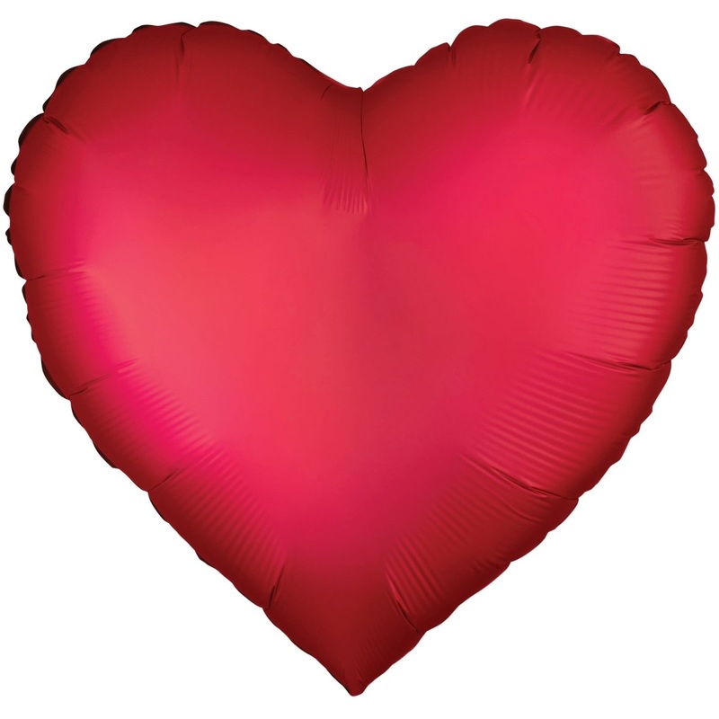 Satin Luxe Red Kiss of Fire Heart Shaped Foil Balloon, 18 Inches, 1 Count