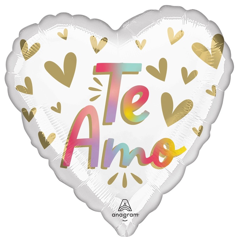 "Te Amo" Ombre Multicolored Text Heart Shape Foil Balloon, 18 Inches, 1 Count