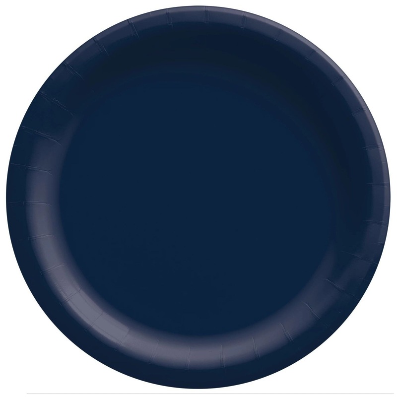 True Navy Round Paper Plates, 9 Inches, 20 Count