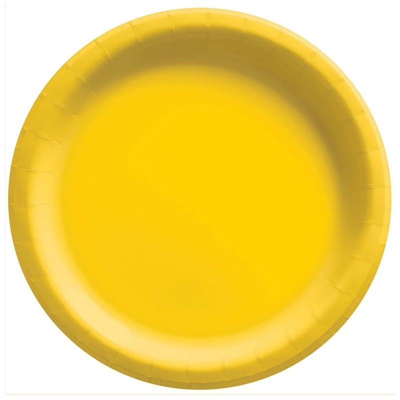 Yellow Sunshine Round Paper Plates, 9 Inches, 20 Count