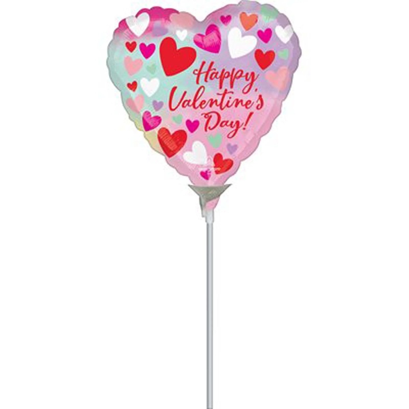 Air Filled "Happy Valentine's Day!" Pastel Colored Heart Shape Foil Balloon, 9 Inches, 1 Count