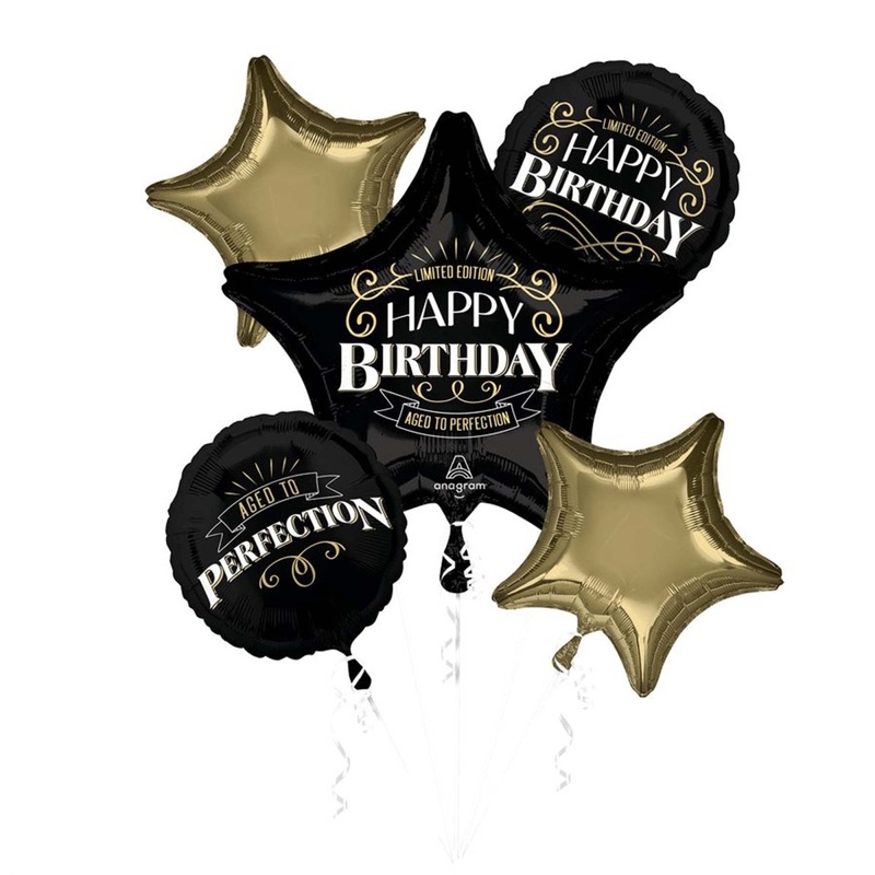 Better with Age, Happy Birthday Balloon Bouquet, Helium Inflation not Included, 5 Count