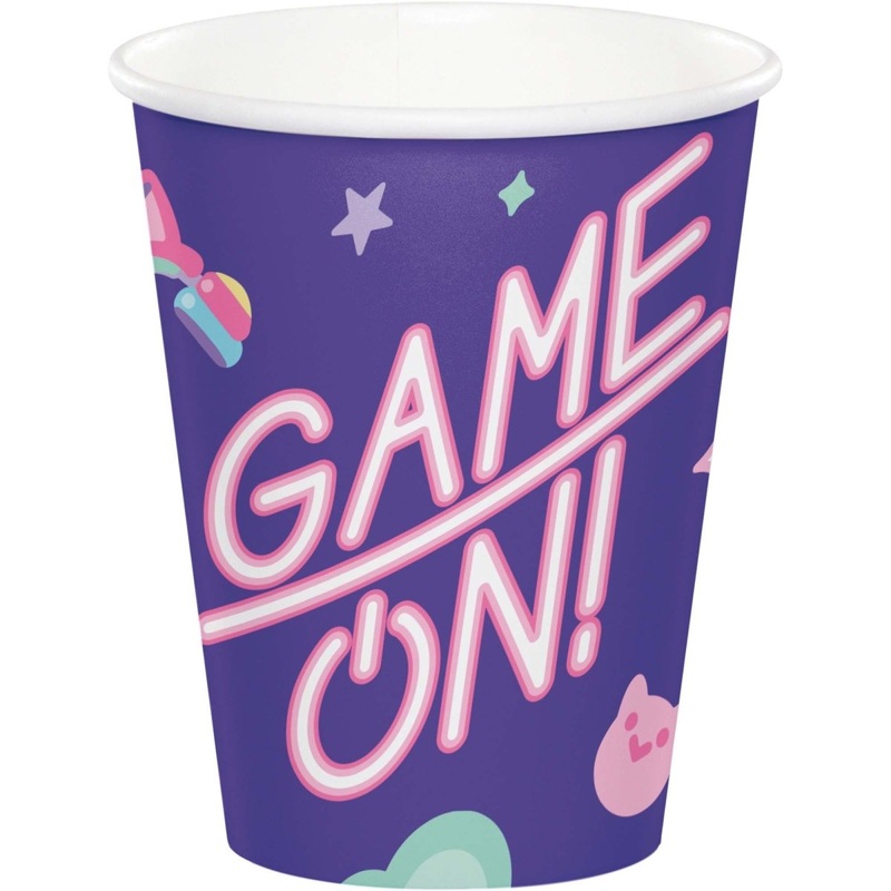 Digital Game Birthday Party Paper Cups, 9 Oz, 8 Count