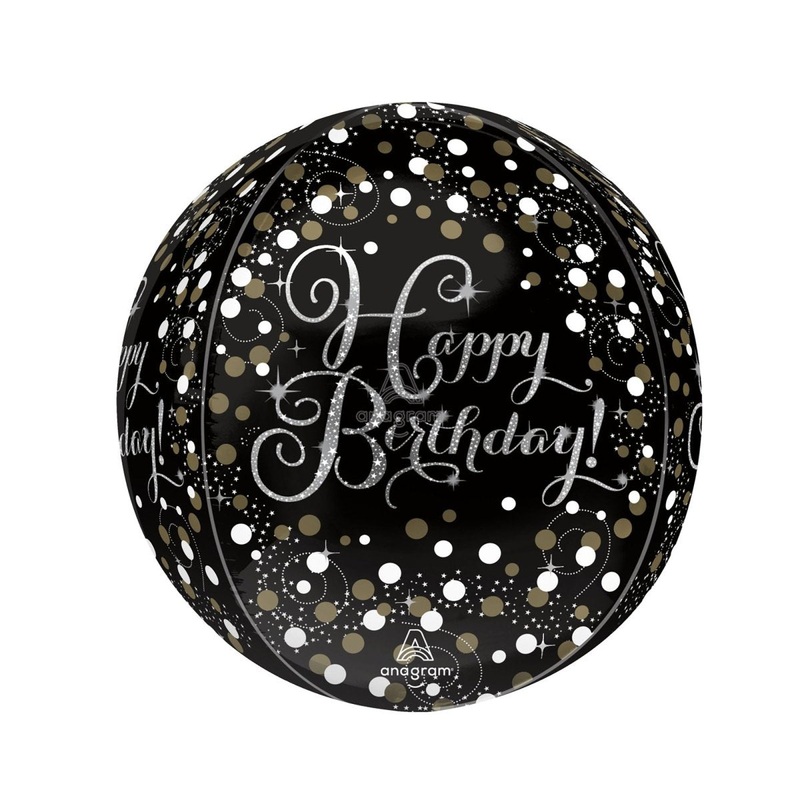 "Happy Birthday!" Sparkling Birthday Orbz Balloon, 15 Inches, 1 Count