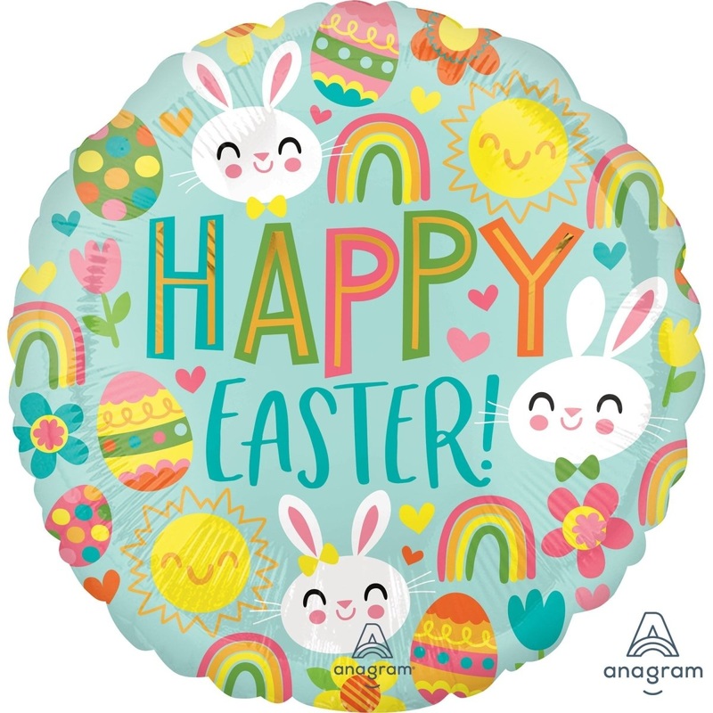 "Happy Easter!" Multicolor Round Foil Balloon, 18 Inches, 1 Count