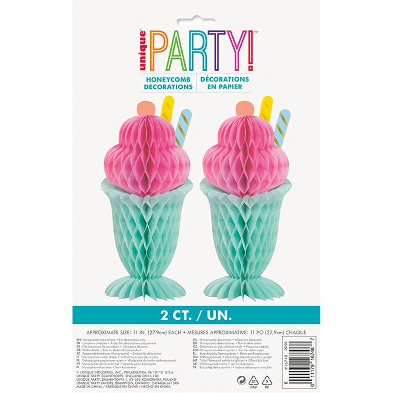 Ice Cream Honeycomb Centerpiece, 11 Inches, 2 Count