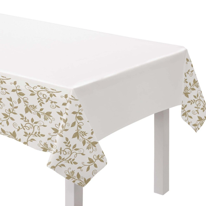 50th Anniversary Gold Rectangular Table Cover, 54 x 102 Inches, 1 Count