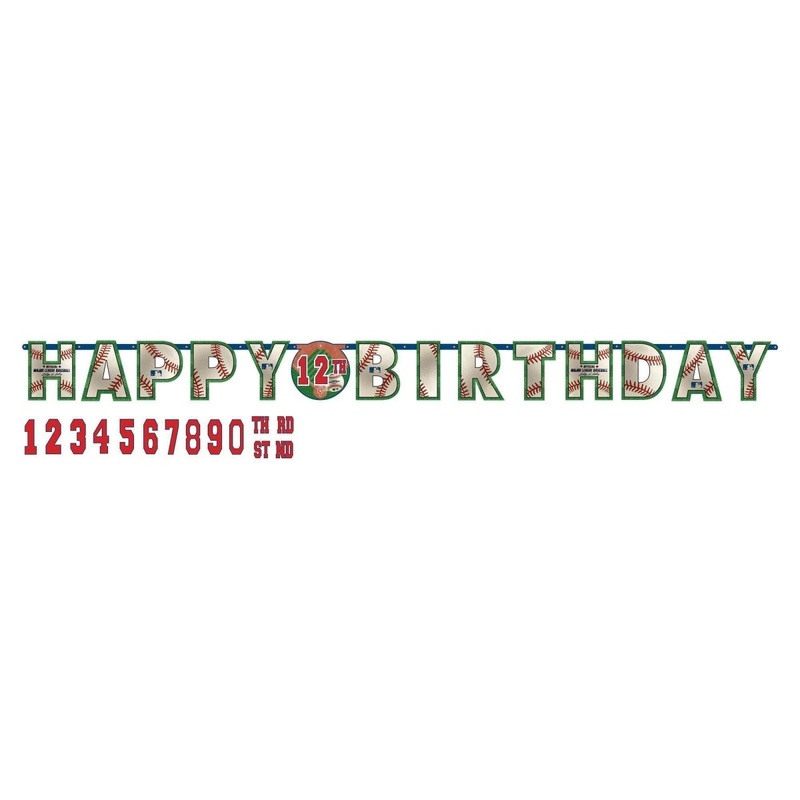 Baseball Jumbo Add-an-Age Happy Birthday Letter Paper Banner, 126 x 10 Inches, 1 Count