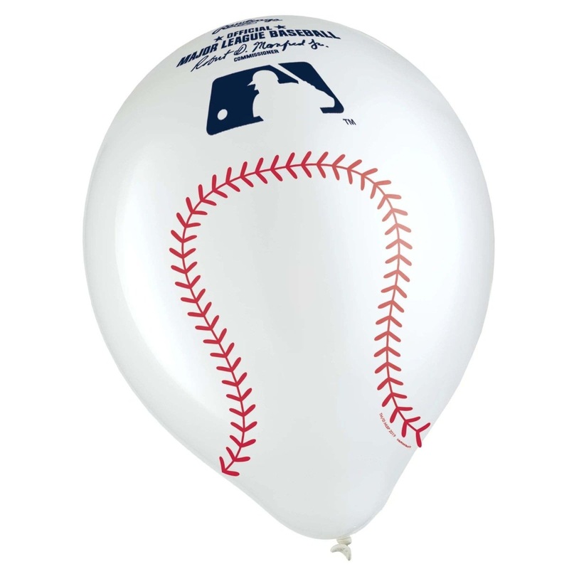 Baseball Printed Latex Balloons, 12 Inches, 6 Count