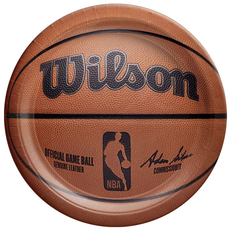 Basketball NBA Large Round Lunch Paper Plates, 9 Inches, 18 Count