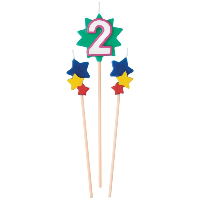 Birthday Cake Pick Candles #2, 5 1/2-7 Inches, 3 Count