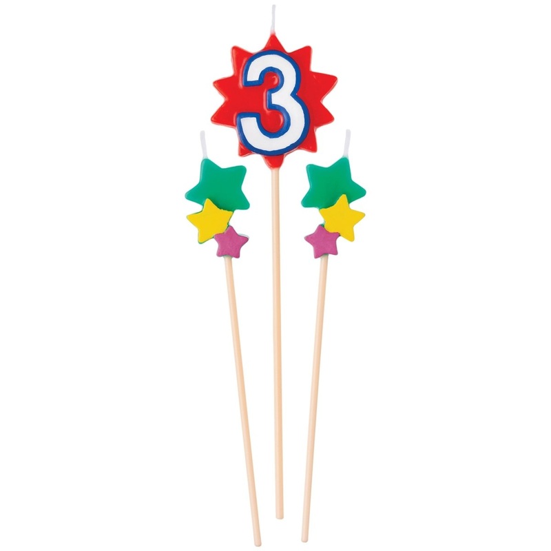Birthday Cake Pick Candles #3, 5 1/2-7 Inches, 3 Count