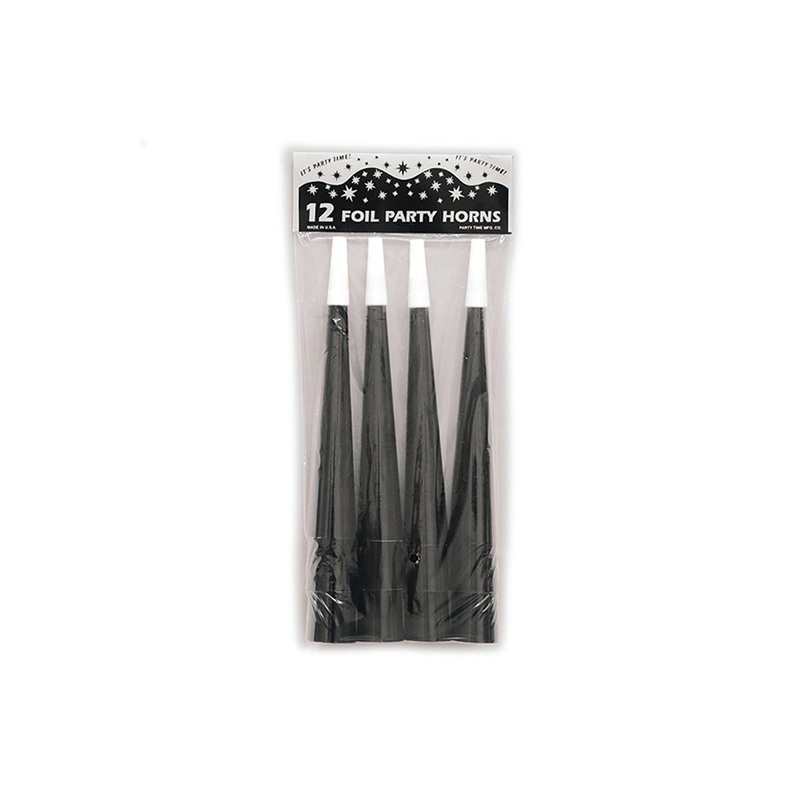 Black Foil Horns, 9 Inches, 12 Count