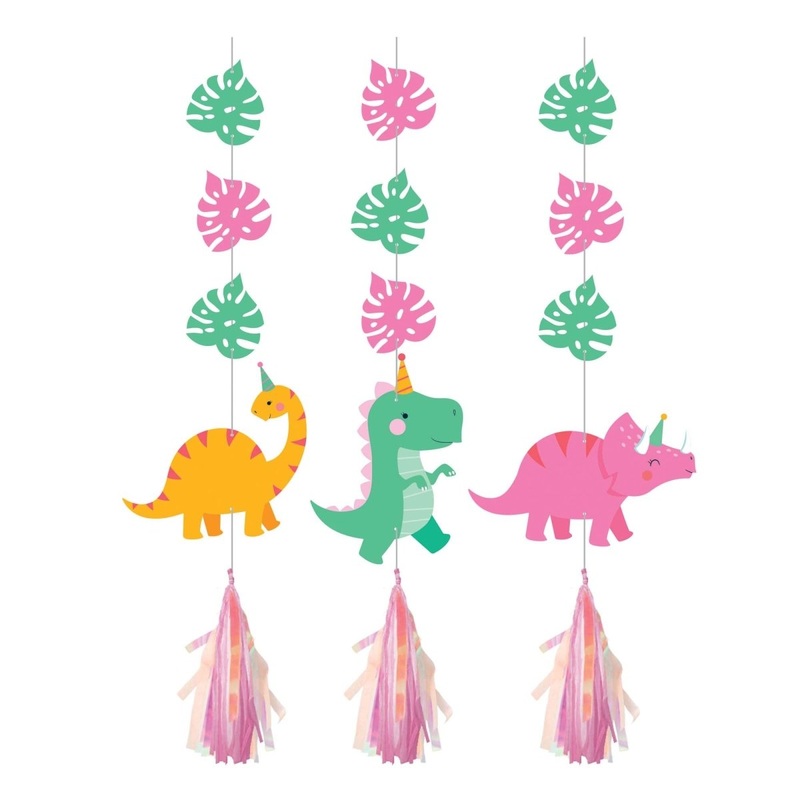 Dino Party Hanging Cutouts with Tassels, 3 Count