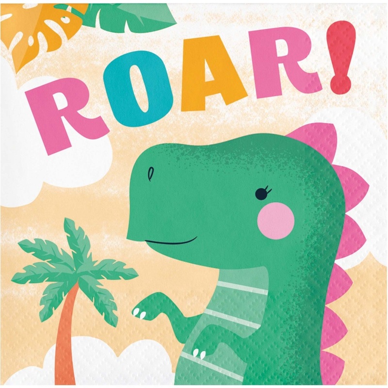Dino Party Small Beverage Napkins, 16 Count