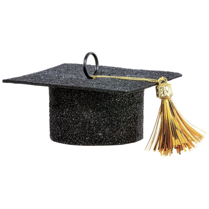 Graduation Black Cap Balloon Weight, 1 3/4 x 4 Inches, 1 Count