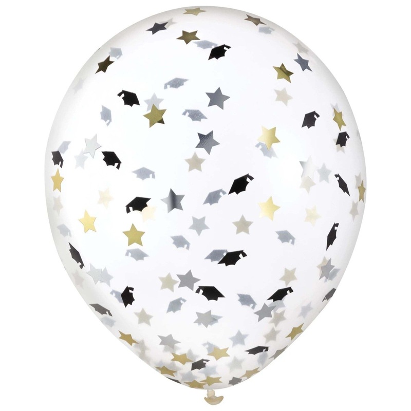 Graduation Clear Latex Balloons, 12 Inches, 6 Count