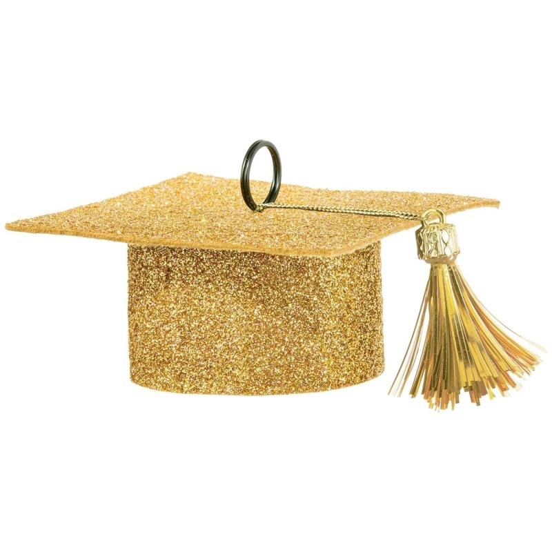 Graduation Gold Cap Balloon Weight, 1 3/4 x 4 Inches, 1 Count