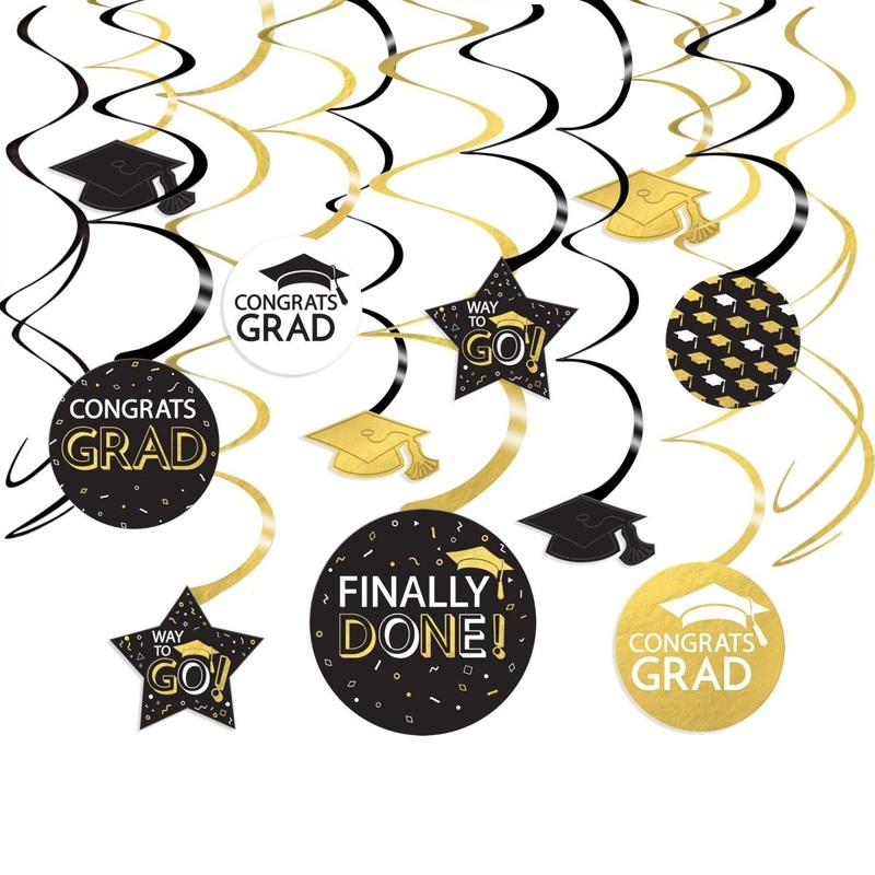 Graduation Spiral Decoration Kit with Cutouts, 30 Count