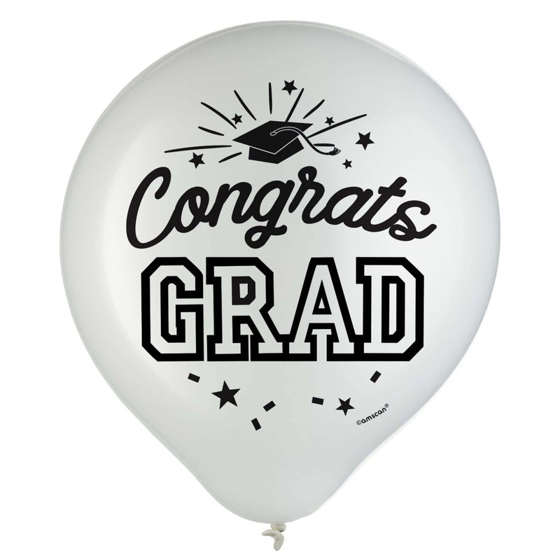 Graduation White Latex Balloons, 12 Inches, 15 Count