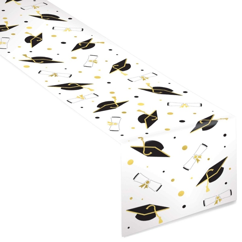Graduation White Paper Table Runner, 13 x 27 Inches, 1 Count