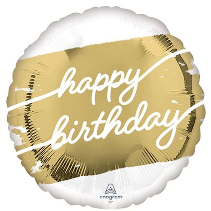 "Happy Birthday" Golden Birthday Foil Balloon, 18 Inches, 1 Count