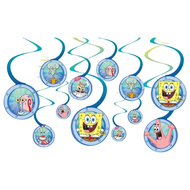 SpongeBob SquarePants Birthday Spiral Decoration Kit with Cutouts, 12 Count