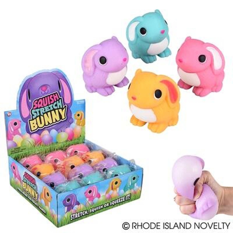 Squeeze and Stretch Gummi Easter Bunny, 3 Inches, Assortment, 1 Count