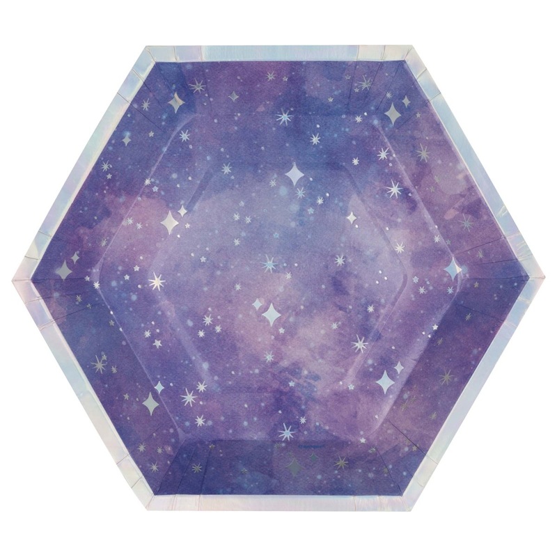 Celestial Large Hexagon Lunch Paper Plates, 9 Inches, 8 Count