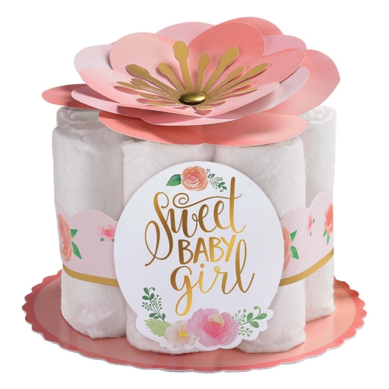 Floral Baby Diaper Paper Decorating Kit, 6 Count