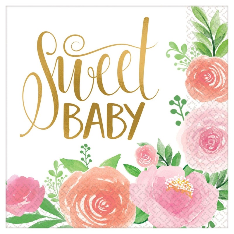 Floral Baby Large Lunch Napkins, 16 Count