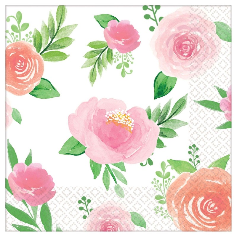 Floral Baby Small Beverage Napkins, 16 Count