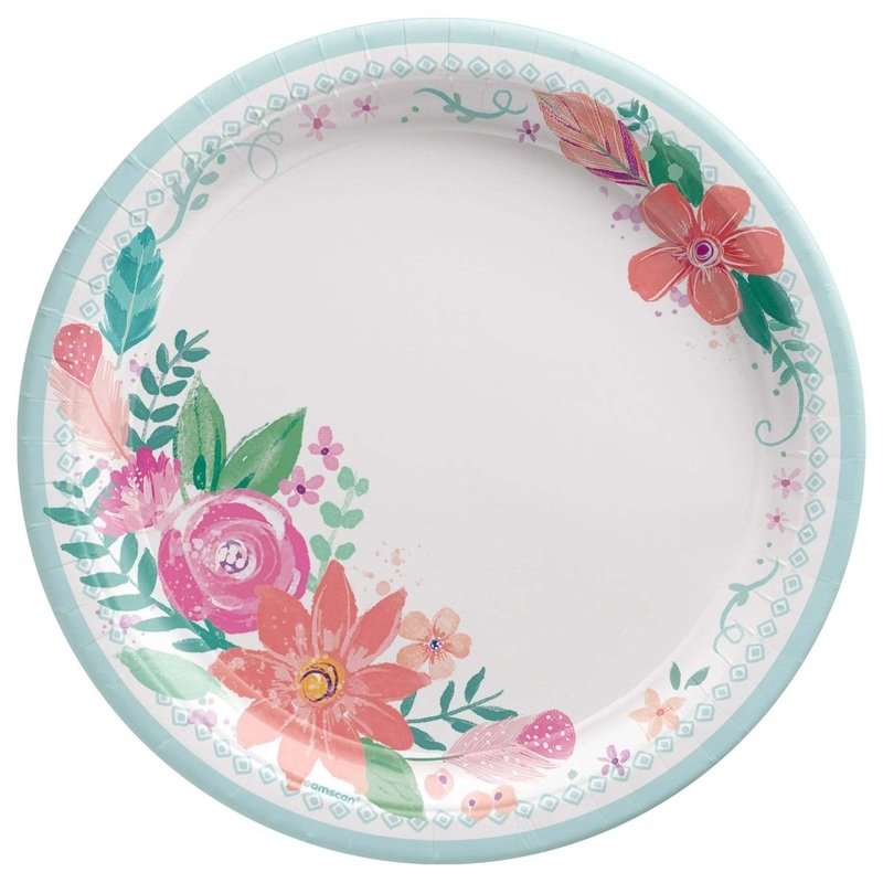 Free Spirit Birthday Small Round Dessert Paper Plates, 7 Inches, 8 Count