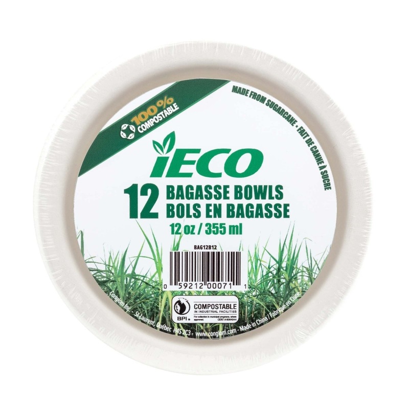 iECO Round Bagasse Bowls, 12 Oz, 12 Count