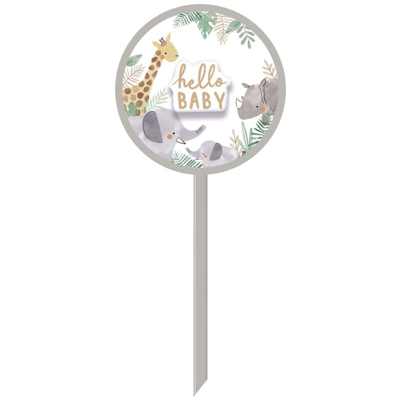 Soft Jungle Hello Baby MDF Lawn Sign, 14 x 22 Inches, 1 Count