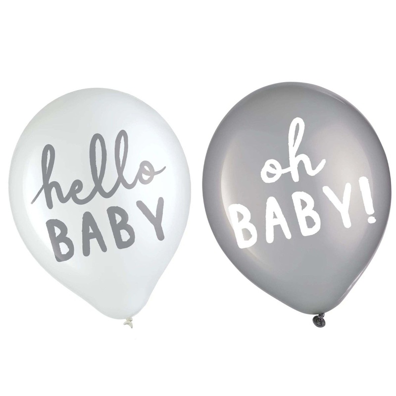 Soft Jungle Printed Latex Balloons, White and Grey, 12 Inches, 6 Count