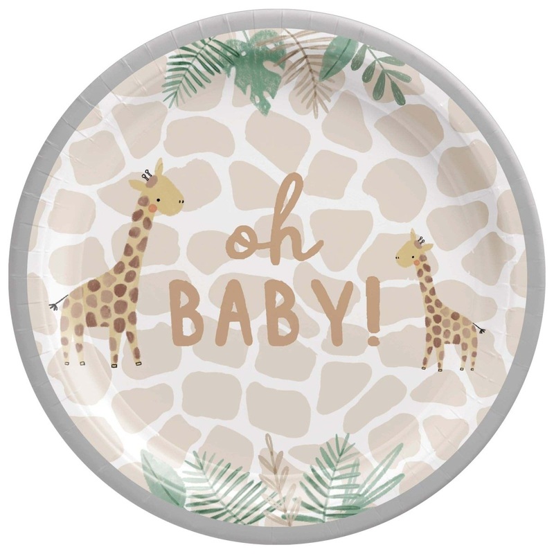 Soft Jungle Small Round Dessert Paper Plates, 7 Inches, 8 Count