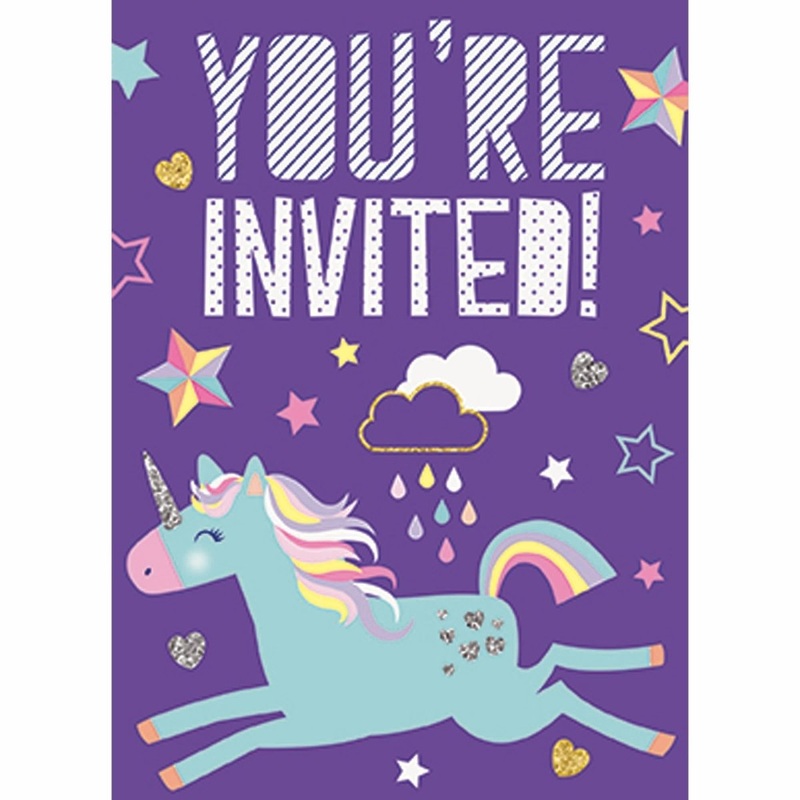 Unicorn Galaxy Birthday Invitations, 8 Count