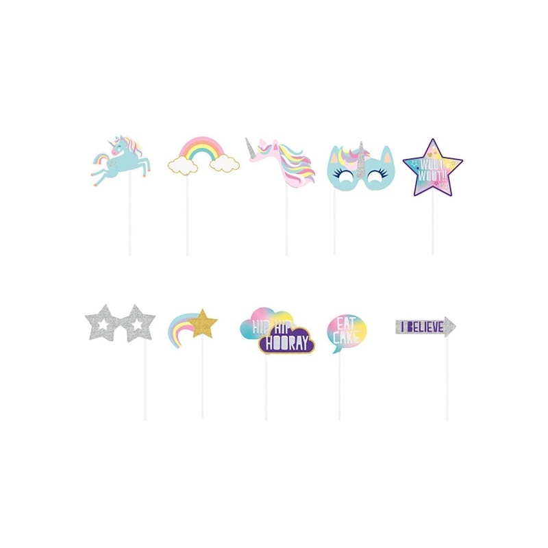Unicorn Galaxy Birthday Photo Props, 10 Count