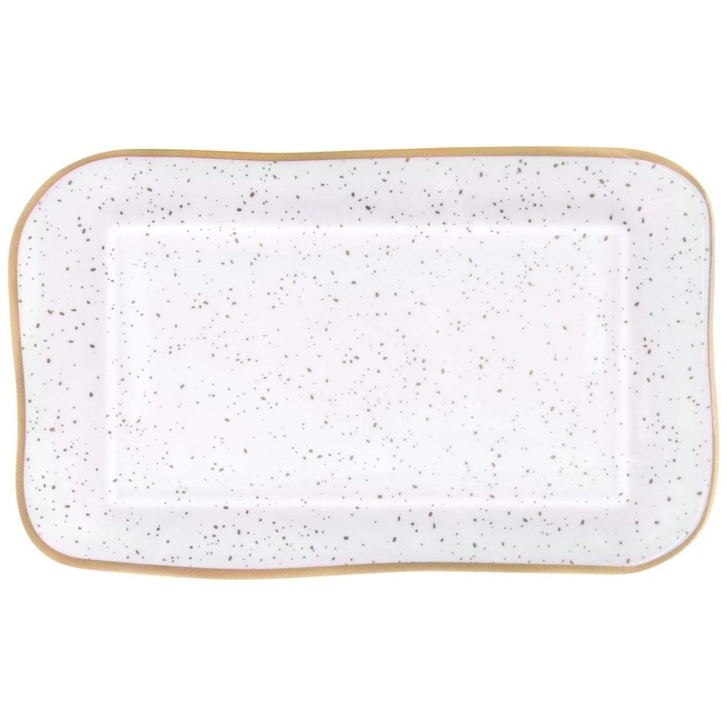 White and Gold Melamine Platter, 18 x 11 Inches, 1 Count